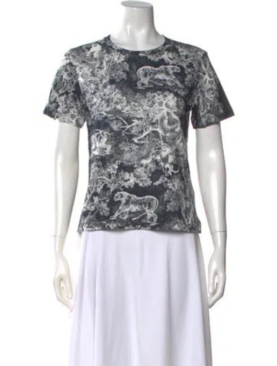 Pre-owned Dior Graphic Print Crew Neck T-shirt W/ Tags In Blue
