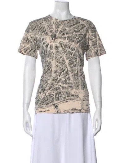 Pre-owned Dior Graphic Print Crew Neck T-shirt W/ Tags In Neutral
