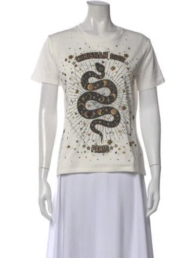 Pre-owned Dior Graphic Print Crew Neck T-shirt In White