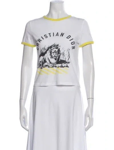 Pre-owned Dior Graphic Print Crew Neck T-shirt In White