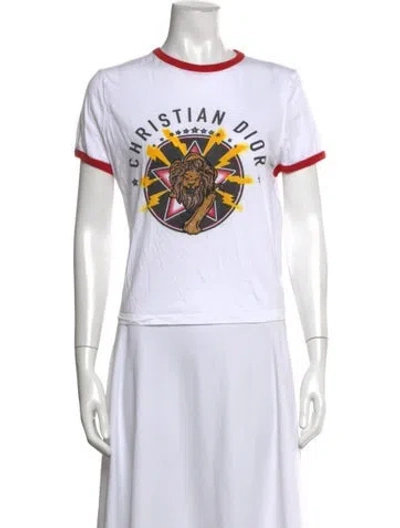 Pre-owned Dior Graphic Print Crew Neck T-shirt In White