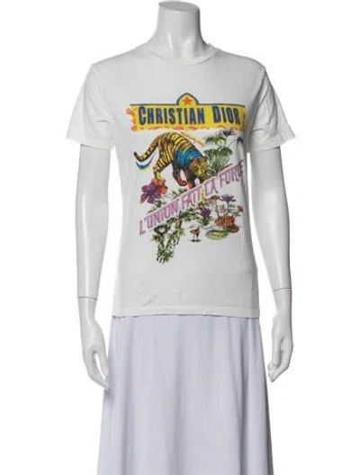 Pre-owned Dior Graphic Print Crew Neck T-shirt In White