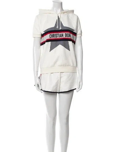Pre-owned Dior Graphic Print Crew Neck Tunic In White