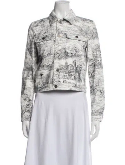 Pre-owned Dior Graphic Print Denim Jacket In Neutrals