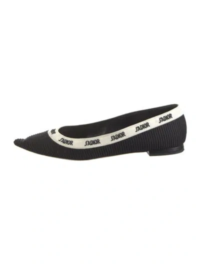Pre-owned Dior Graphic Print Embroidered Accent Ballet Flats In Black