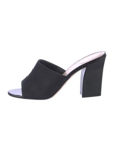 Pre-owned Dior Graphic Print Embroidered Accent Mules In Black