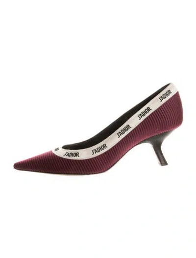 Pre-owned Dior Graphic Print Embroidered Accent Pumps In Burgundy