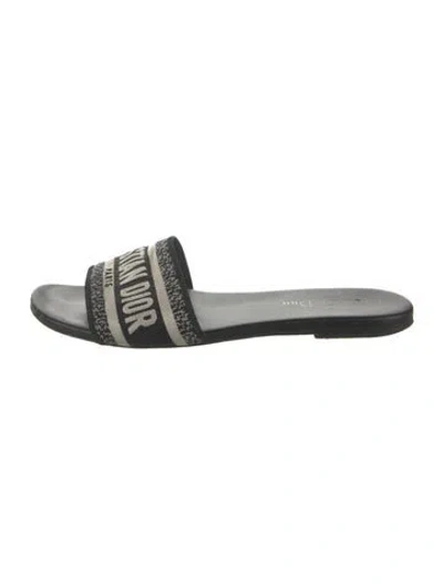 Pre-owned Dior Graphic Print Embroidered Accent Slides In Black