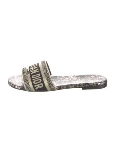 Pre-owned Dior Graphic Print Embroidered Accent Slides In Black