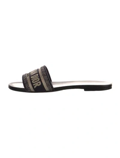 Pre-owned Dior Graphic Print Embroidered Accent Slides In Blue