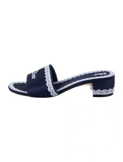 Pre-owned Dior Graphic Print Embroidered Accent Slides In Blue