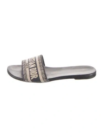 Pre-owned Dior Graphic Print Embroidered Accent Slides In Multicolor