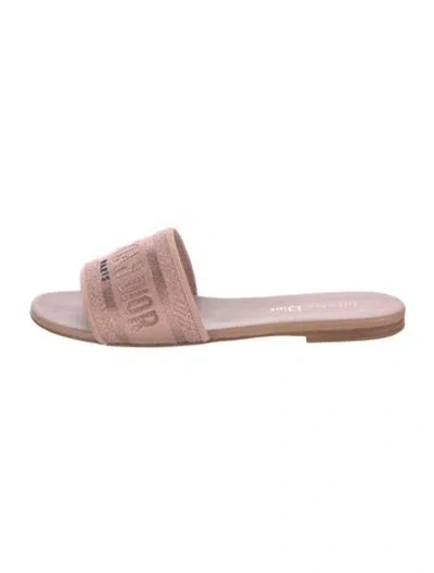 Pre-owned Dior Graphic Print Embroidered Accent Slides In Neutrals