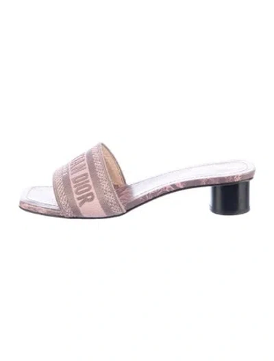 Pre-owned Dior Graphic Print Embroidered Accent Slides In Pink