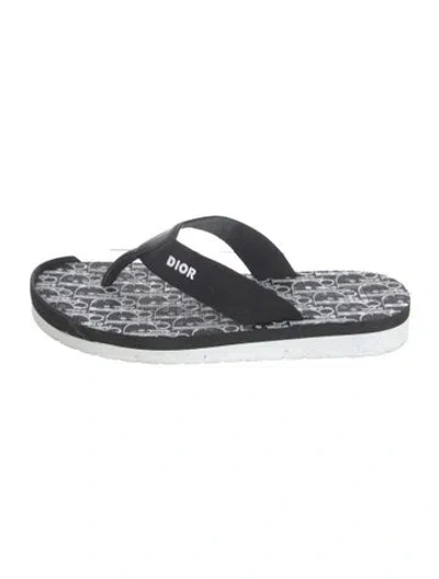 Pre-owned Dior Graphic Print Flip Flops In Black