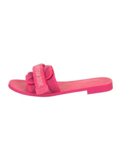 Pre-owned Dior Graphic Print Grosgrain Trim Slides In Pink