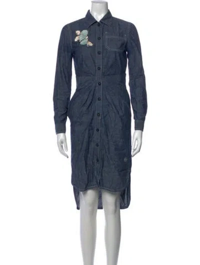 Pre-owned Dior Graphic Print Knee-length Dress In Blue