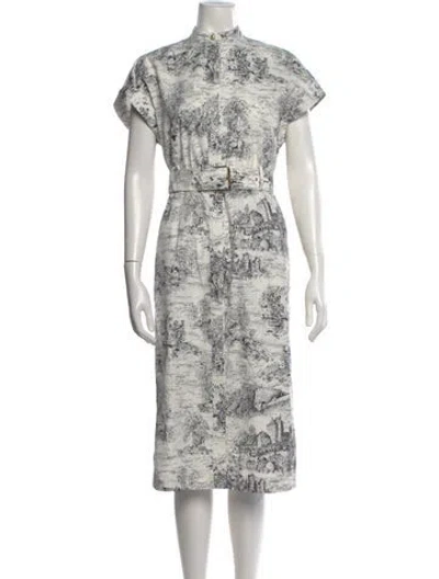 Pre-owned Dior Graphic Print Knee-length Dress In White