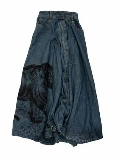 Pre-owned Dior Graphic Print Long Skirt In Blue
