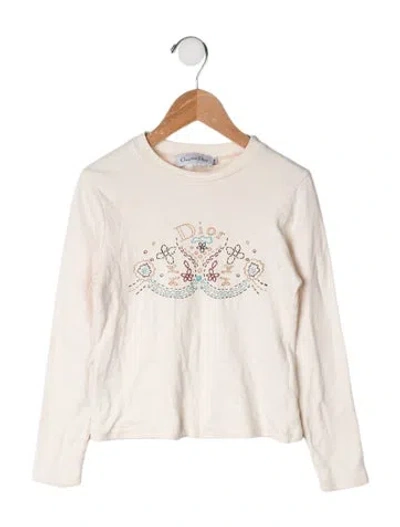 Pre-owned Dior Kids' Graphic Print Long Sleeve Top In Neutrals
