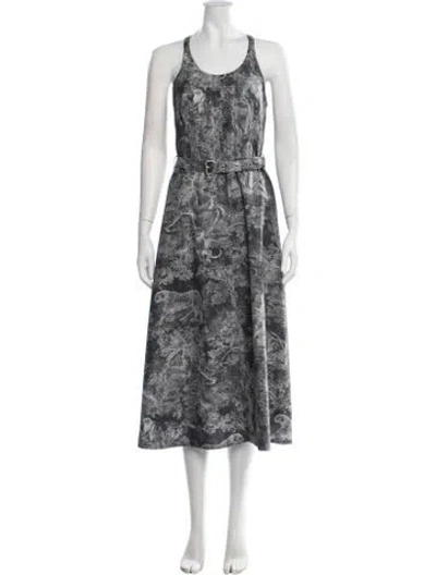 Pre-owned Dior Graphic Print Midi Length Dress In Blue