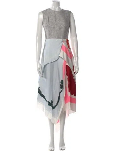 Pre-owned Dior Graphic Print Midi Length Dress In Gray