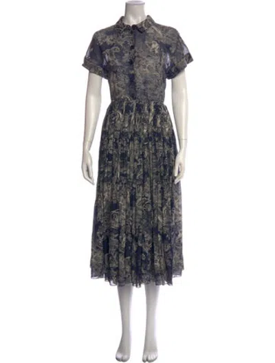 Pre-owned Dior Graphic Print Midi Length Dress In Multicolor