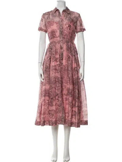 Pre-owned Dior Graphic Print Midi Length Dress In Pink