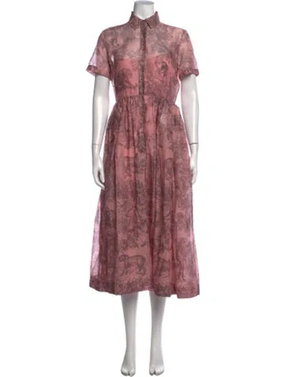Pre-owned Dior Graphic Print Midi Length Dress In Pink