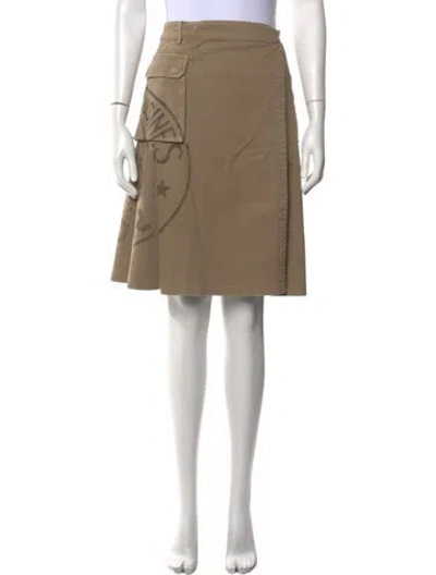 Pre-owned Dior Graphic Print Midi Length Skirt In Brown
