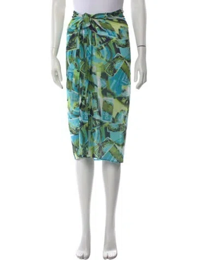 Pre-owned Dior Graphic Print Midi Length Skirt In Green