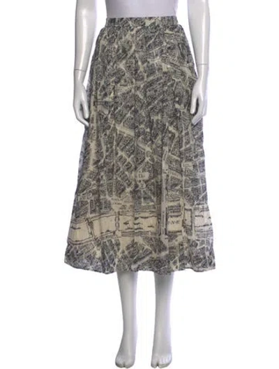 Pre-owned Dior Graphic Print Midi Length Skirt W/ Tags In Neutrals