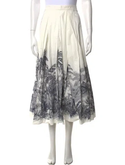 Pre-owned Dior Graphic Print Midi Length Skirt In White