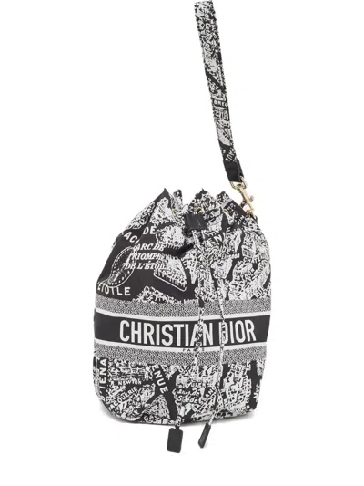 Pre-owned Dior Graphic-print Mini Bag In Black