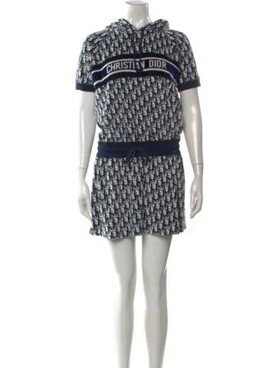 Pre-owned Dior Graphic Print Mini Dress In Blue