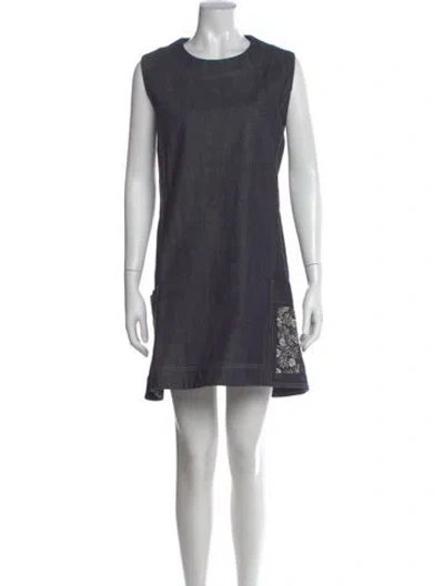 Pre-owned Dior Graphic Print Mini Dress In Blue