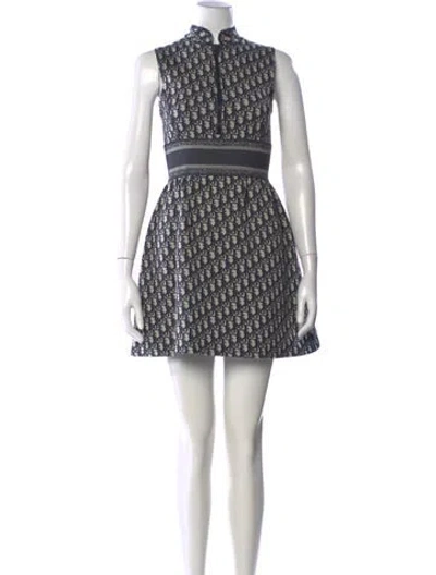Pre-owned Dior Graphic Print Mini Dress In Blue