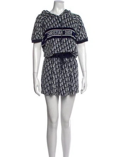 Pre-owned Dior Graphic Print Mini Dress In Blue