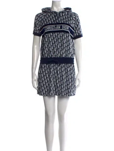 Pre-owned Dior Graphic Print Mini Dress In Blue
