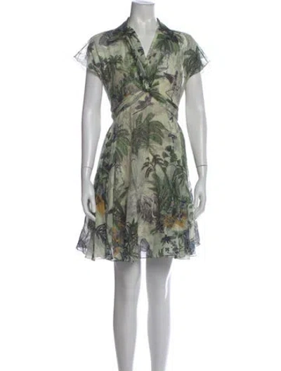 Pre-owned Dior Graphic Print Mini Dress In Green