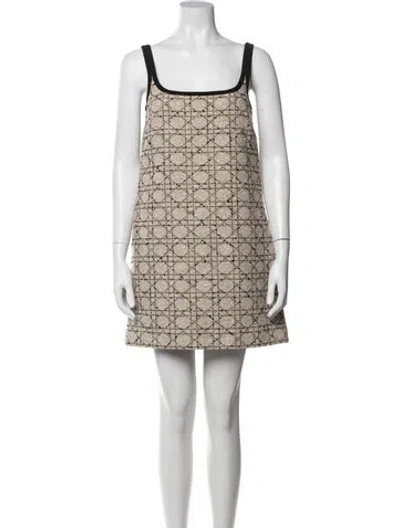 Pre-owned Dior Graphic Print Mini Dress In Neutrals