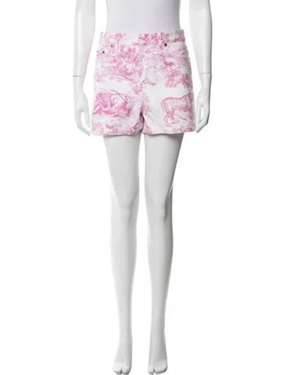 Pre-owned Dior Graphic Print Mini Shorts In White