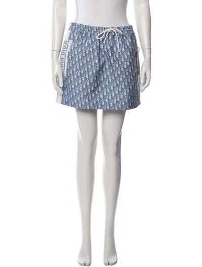 Pre-owned Dior Graphic Print Mini Skirt In Blue