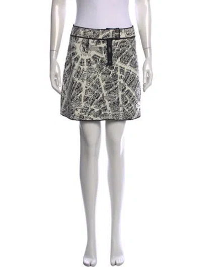Pre-owned Dior Graphic Print Mini Skirt In White