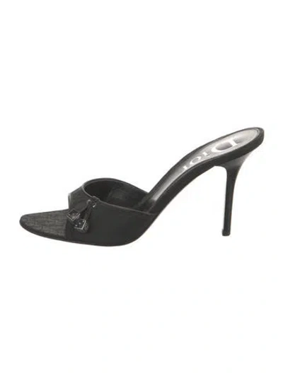 Pre-owned Dior Graphic Print Mules In Black