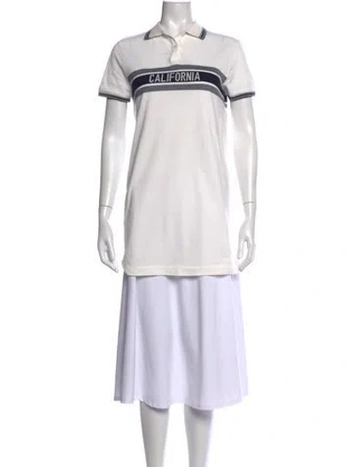 Pre-owned Dior Graphic Print Short Sleeve Polo In White