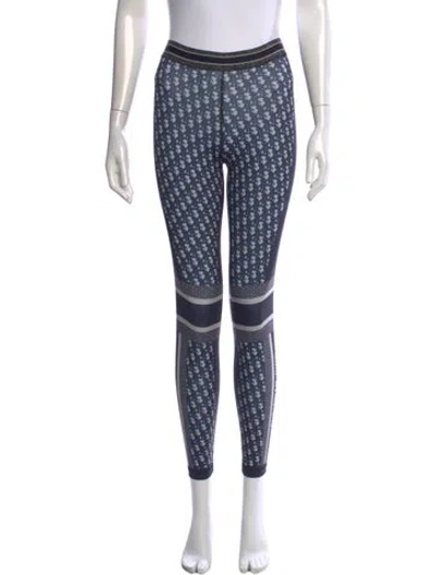 Pre-owned Dior Graphic Print Skinny Leg Pants In Blue