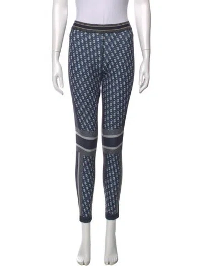 Pre-owned Dior Graphic Print Skinny Leg Pants In Blue