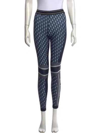 Pre-owned Dior Graphic Print Skinny Leg Pants In Blue