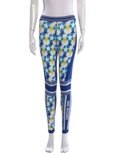 Pre-owned Dior Graphic Print Skinny Leg Pants In Blue
